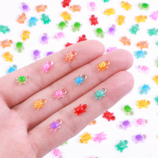 Yonseng 300pcs Mini Resin Turtles Luminous Tiny Turtle for Crafts Dollhouse Miniatures Mini Resin Things Animals for Fairy Garden Micro Landscaping Decoration Home Decor, 10 Colors(0.23 * 0.35inch)