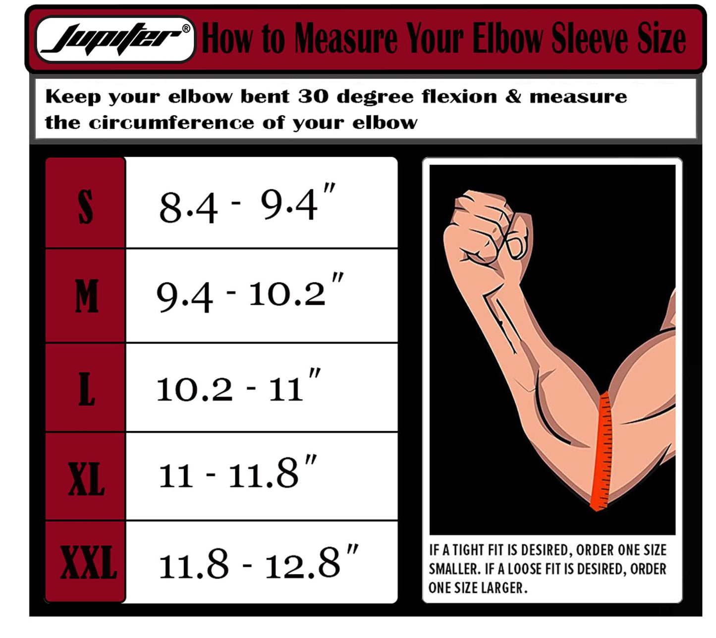 Jupiter Elbow Sleeves (Pair),Support for Squat,Weightlifting,Powerlifting,Basketball and Tennis,5mm Neoprene Compression Brace for Both Women and Men （Large）