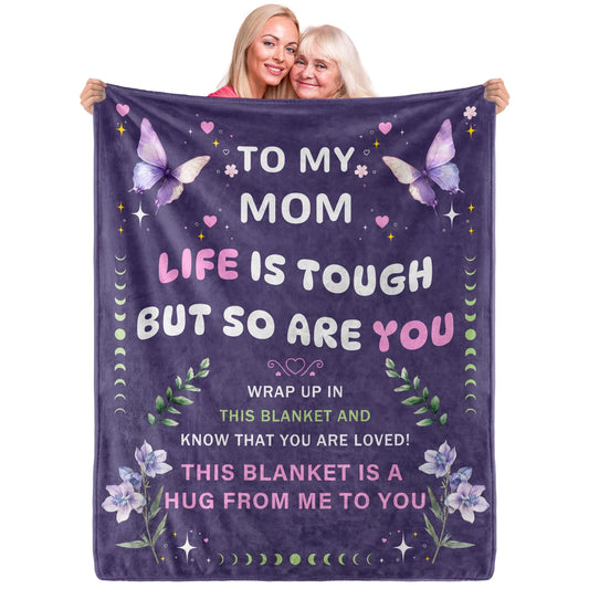 PUREFLY Gifts for Mom Blanket,Mothers Day Birthday Gifts for Mother from Daughter Son,Best Mom Ever Gifts,Super Soft Flannel Throw Blanket to My Mom,60”x50”