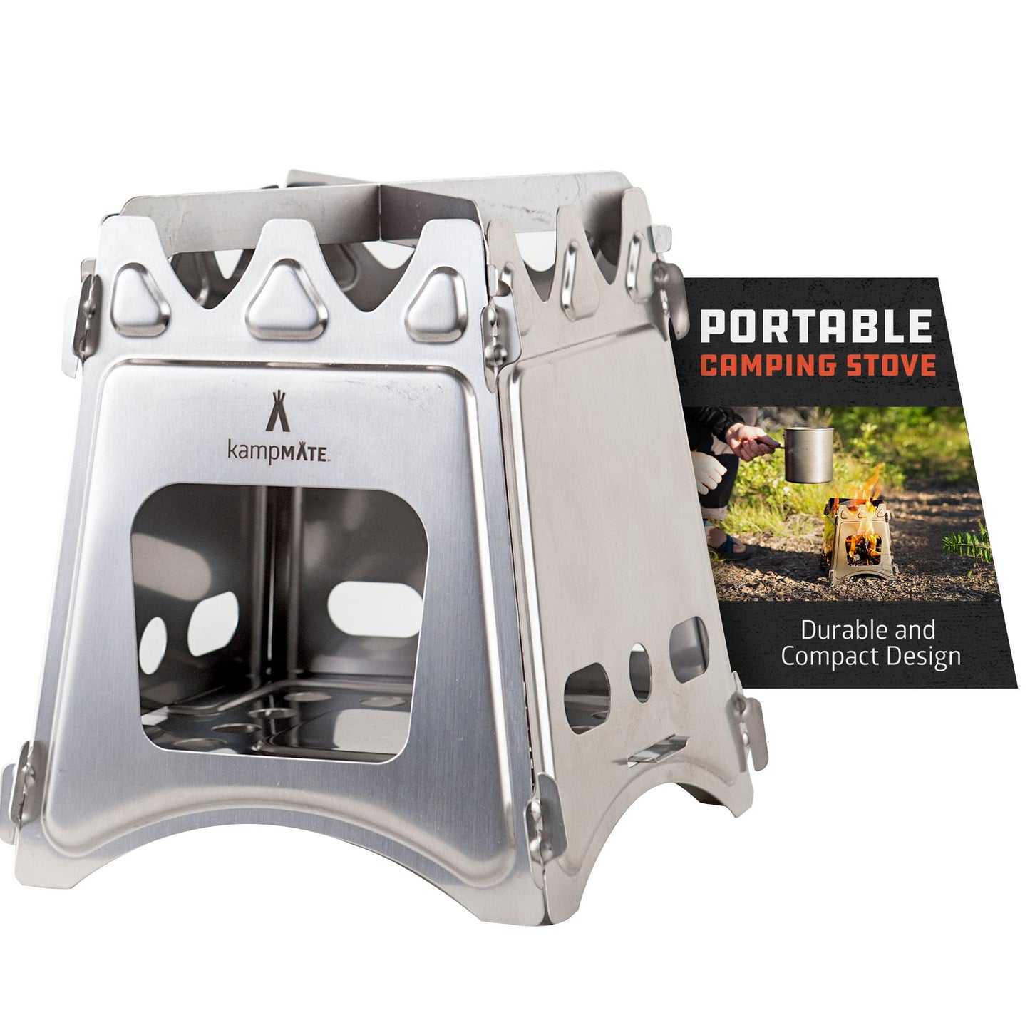 Portable Camping Stove Wood, Wood Stove Camping, Outdoor Compact Campfire, Survival Cooking Gear, Backpacking Stoves, Emergency Backpack Stoves, Hiking Burner, Foldable with Nylon Case