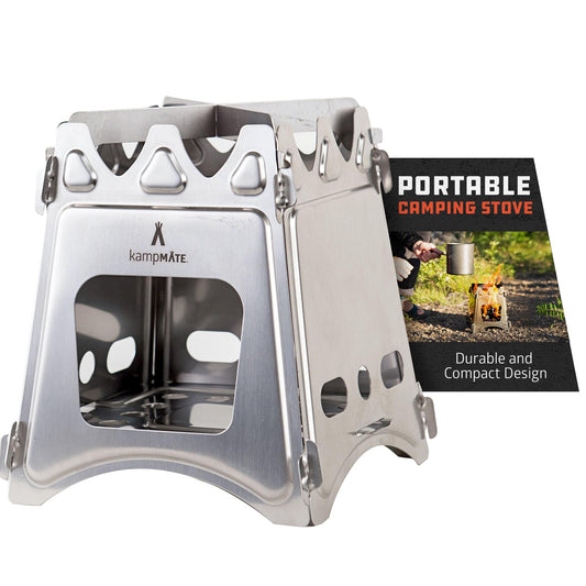 Portable Camping Stove Wood, Wood Stove Camping, Outdoor Compact Campfire, Survival Cooking Gear, Backpacking Stoves, Emergency Backpack Stoves, Hiking Burner, Foldable with Nylon Case