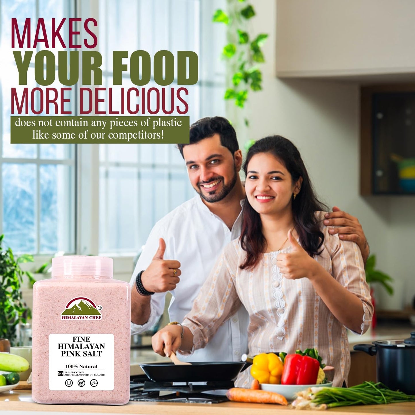 Himalayan Chef Himalayan Pink Salt Fine Grain, Plastic Jar-5 lbs