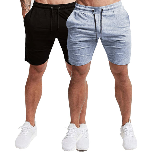 EVERWORTH Men's Casual Training Shorts Gym Workout Fitness Short Bodybuilding Running Jogging Short Pants 2 Pack Grey Black L Tag XXL