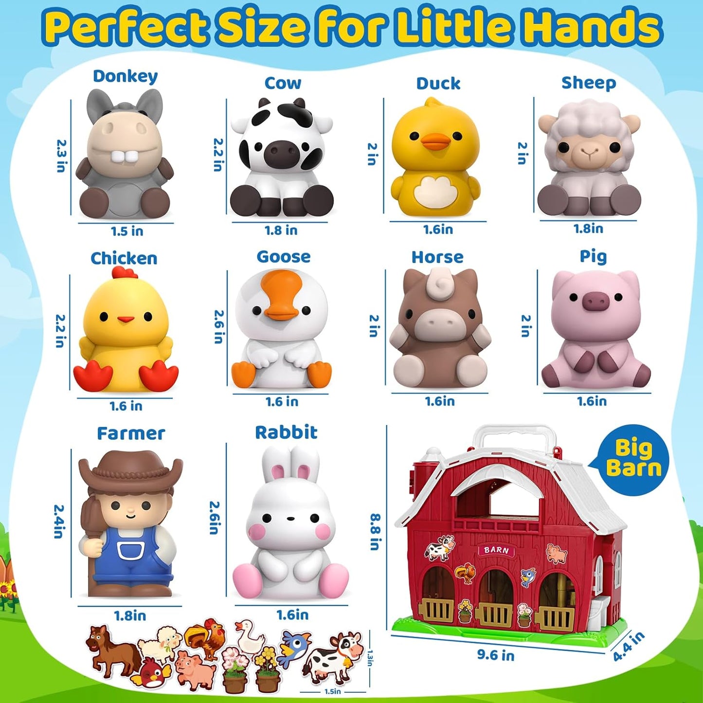 KMUYSL Toys for 1 2 3 Years Old Boys Girls, Big Red Barn Farm Animal Playset for Boys Girls, Learning Montessori Toys, Christmas Birthday Easter Gift for Baby Kids Toddlers Age 12-18 Months