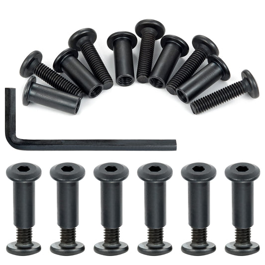 PGMJ 40 Sets Bolts and Nuts Set - M6 Black Hex Countersunk Rivet Socket Cap Connecting Metal for Furniture Cam Lock Fasteners, Bed Frame Screws and Bolts Replacement (M6x25mm-Black-D)