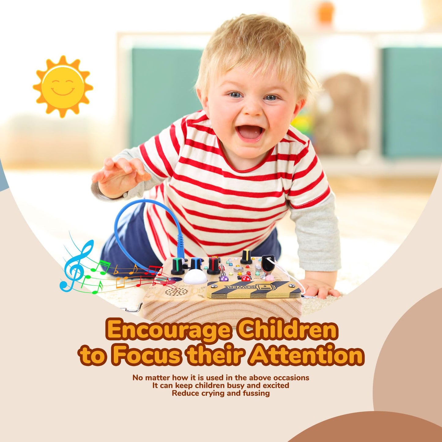 Sumsoltic Busy Board,Montessori Toys for 1-3 Year Old Boys & Girls,Travel Educational Learning Activities for Toddlers,Sensory Toy for Kids with Autism (Busy Board v5)