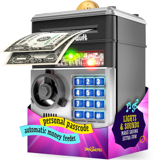 Piggy Bank for Kids - Electronic Money Saving Box w/Code- ATM Safe - Toy Coin Bank - Boys Toys for Age 3, 4, 5, 6, 7, 8, 9 - Birthday Gifts for 8, 9, 10, 11, 12 Year Old Boy and Girl