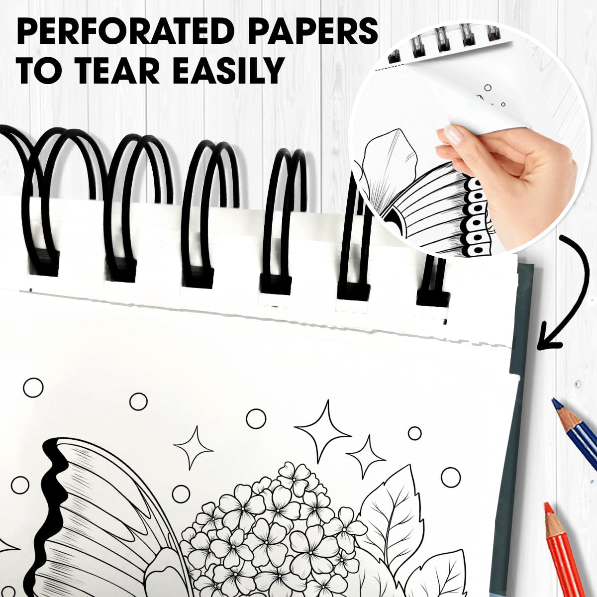 SOUTHERN LOTUS Butterflies And Flowers Spiral Coloring Book Wirebound Hardcovers Floral Design Aesthetic Illustrations Butterfly Relaxing Large Print Pages For Adults Relieve Stress Mindfulness