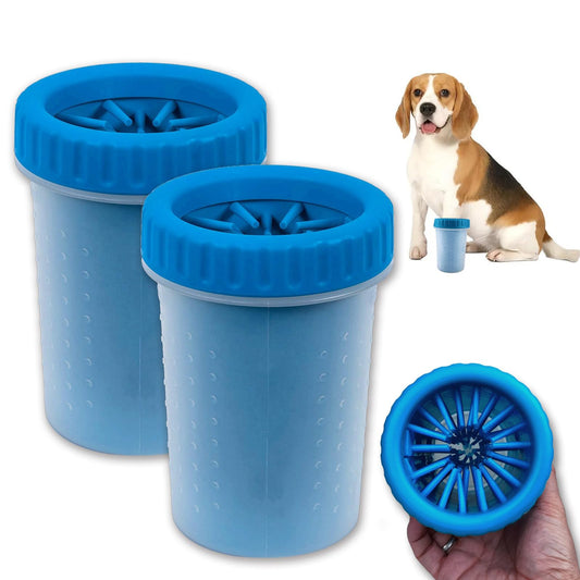 CAREFUNY 2 Pack Portable Dog Paw Cleaner, Washer, Buddy Muddy Pet Foot Cleaner for Medium Breed Dogs and Cats, Blue