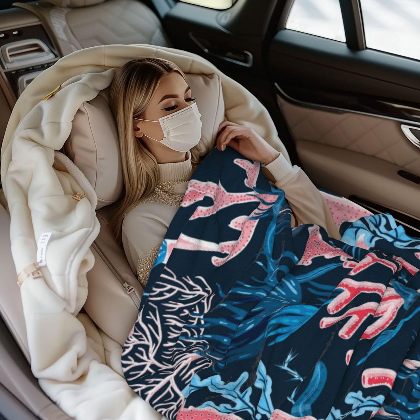 Jbofyee Coral Pattern Throw Blankets All Season Ultra Soft Warm Fleece Blanket for Home Bed Sofa Couch Chair Outdoor Travel Camping 50x40 Inch