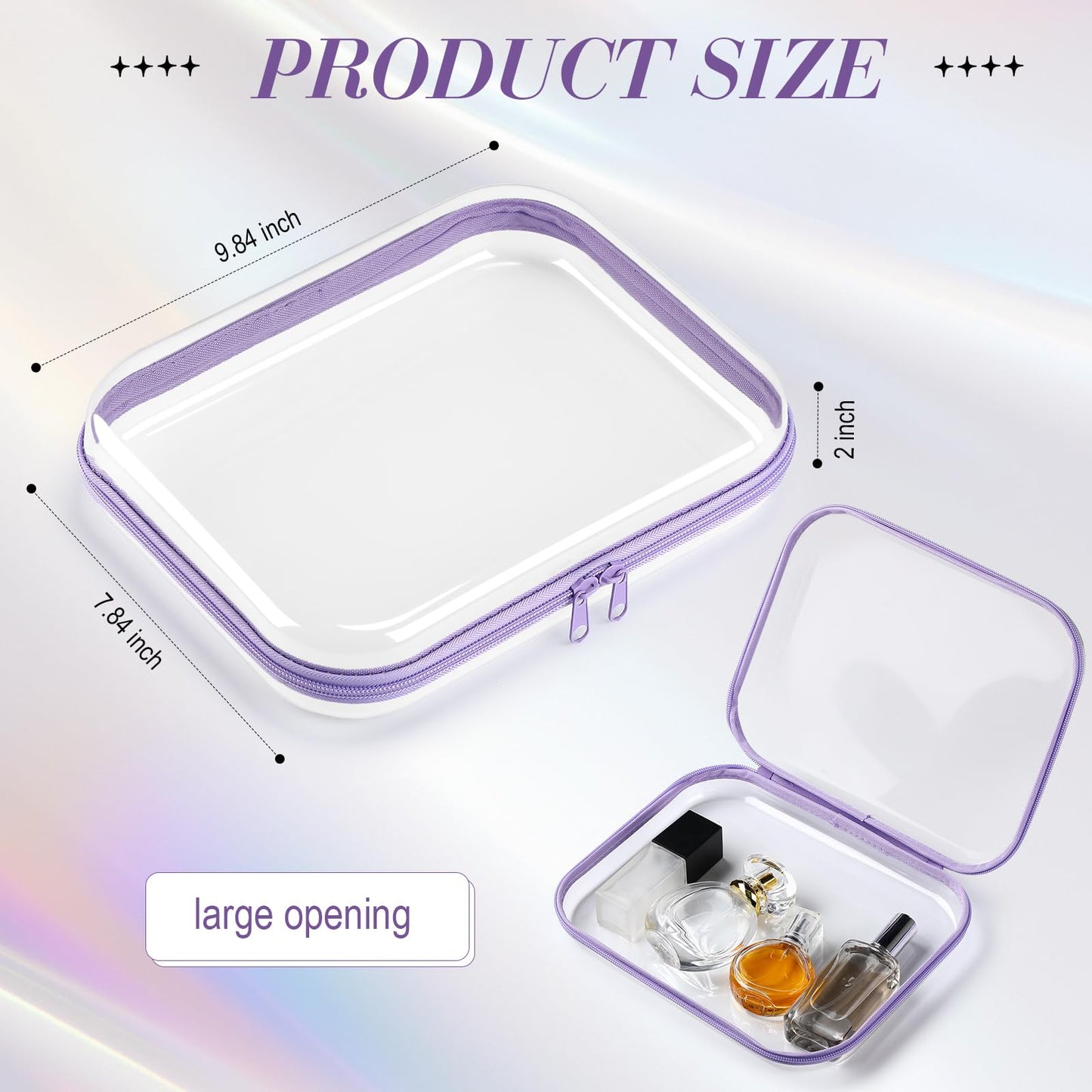 Hoolerry 4 Pcs Hard Clear Zipper Case Transparent Cases for Snacks Makeup Bag Plastic Storage Box Containers for Building Blocks, Puzzles, Cosmetics (Multicolor,9.8 x 7.9 x 2 in)