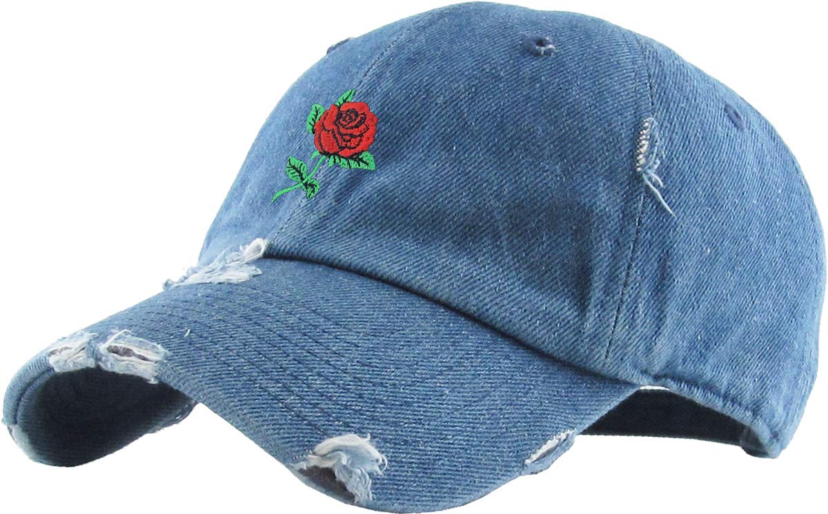 Rose Flowers Love Good Vibes Men Women Dad Hat Baseball Cap Adjustable Unisex