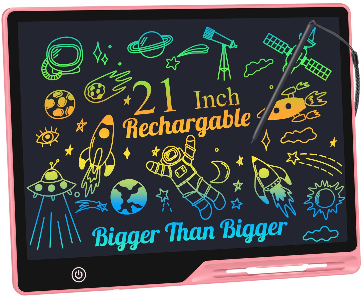 LCD Writing Tablet,16 Inch Colorful Screen Rechargeable Doodle Board Toddler Educational Toys for 3 4 5 6 Years Old Boys Girls Reusable Portable Drawing Tablet Christmas Toys Gifts for Kids (Black)