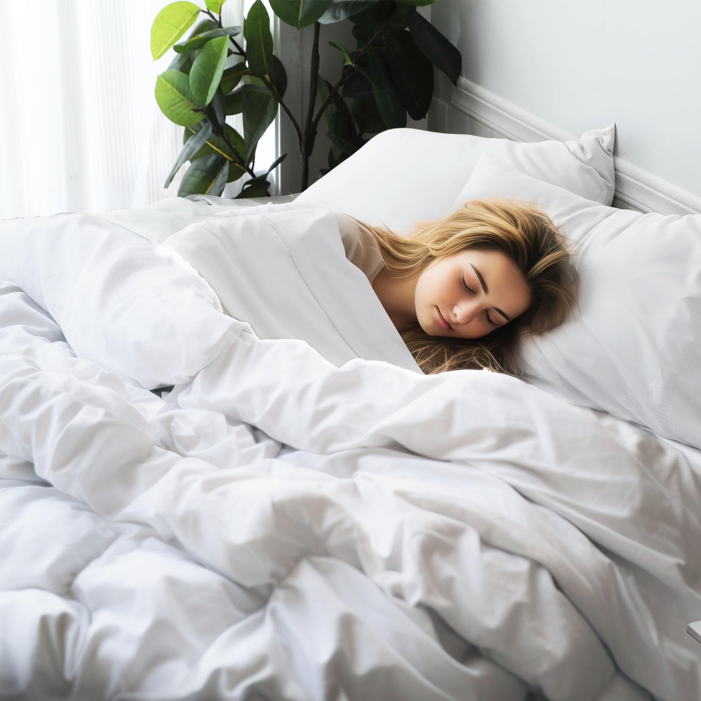 Bamboo Viscose Flat Sheets Only, 400 Thread Count Sateen Weave Cal King Size Flat Sheet Only, Luxury Soft Cooling for Hot Sleepers, Silky Breathable (White, Cal King)