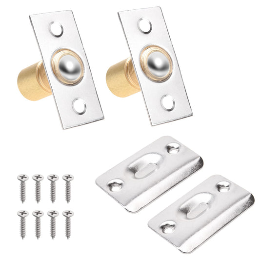 Eco-Fused Adjustable Door Ball Catch - Brushed Nickel Ball Bearing Hardware with Spring - Compatible with Most Doors - Closets, Kitchen, French Door, Cabinets.