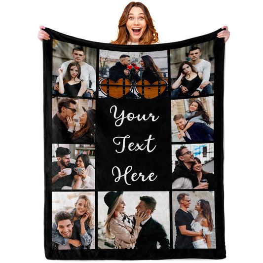 Cara Nonna Custom Blanket with Photo Personalized Picture Blanket for Christmas Fathers Day Birthday Gifts Customized Gifts for Dad Mom Girlfriend Boyfriend Wife Husband