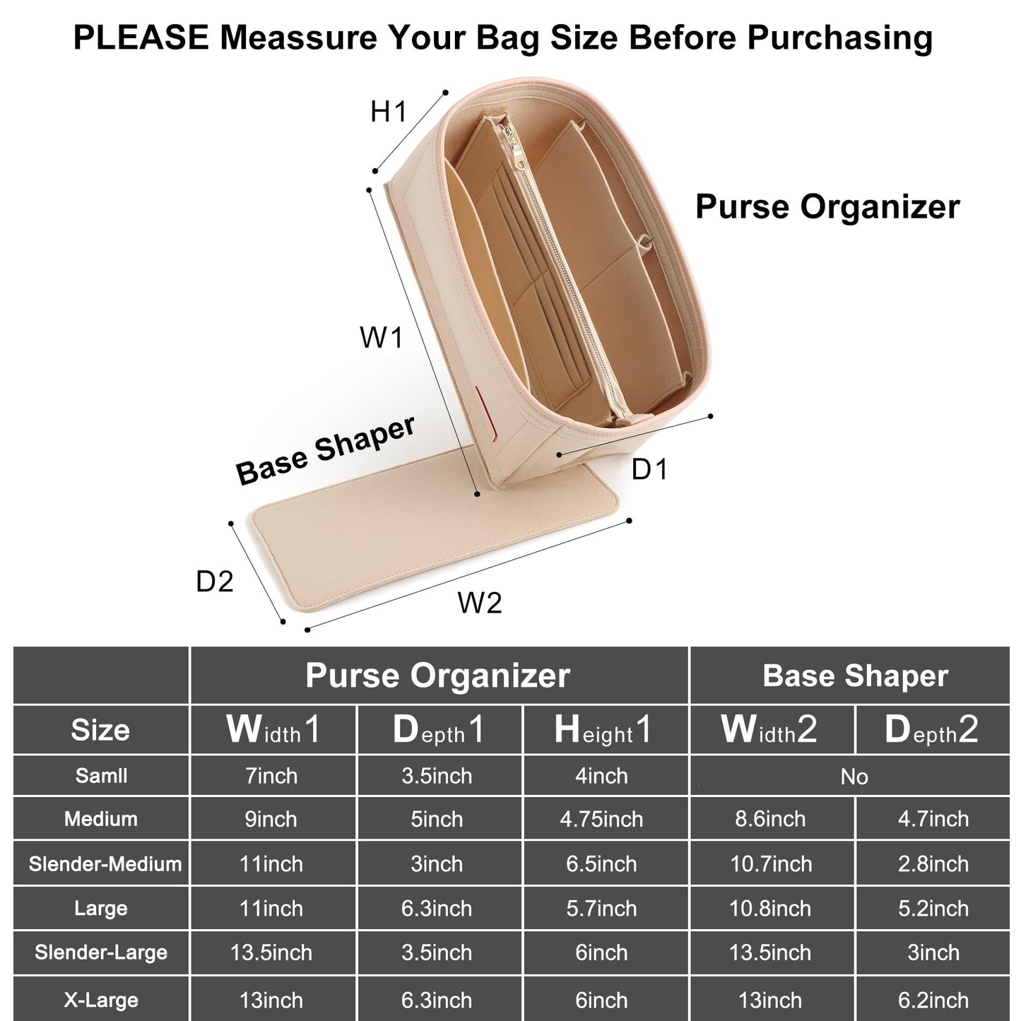 Doxo Purse Organizer Insert, Bag Organizer for Tote & Handbags, Bag in Bag, Perfect for LV Speedy 20,Alam BB,Petit Noe and More(Beige,Small)