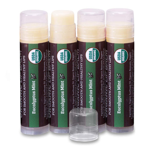 Earth's Daughter USDA Organic Lip Balm 6-Pack - Fruit Flavors, Beeswax, Coconut Oil, Vitamin E - Best Lip Repair Chapstick for Dry Cracked Lips - Moisturizing Lip Care