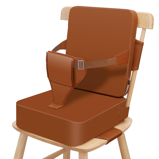 TOTIDYH Toddler Booster Seat for Dining Table, Non-Slip Kitchen Chair Booster Seat with Backrest and Adjustable Straps, Portable PU Waterproof Travel Baby Booster Increasing Cushion