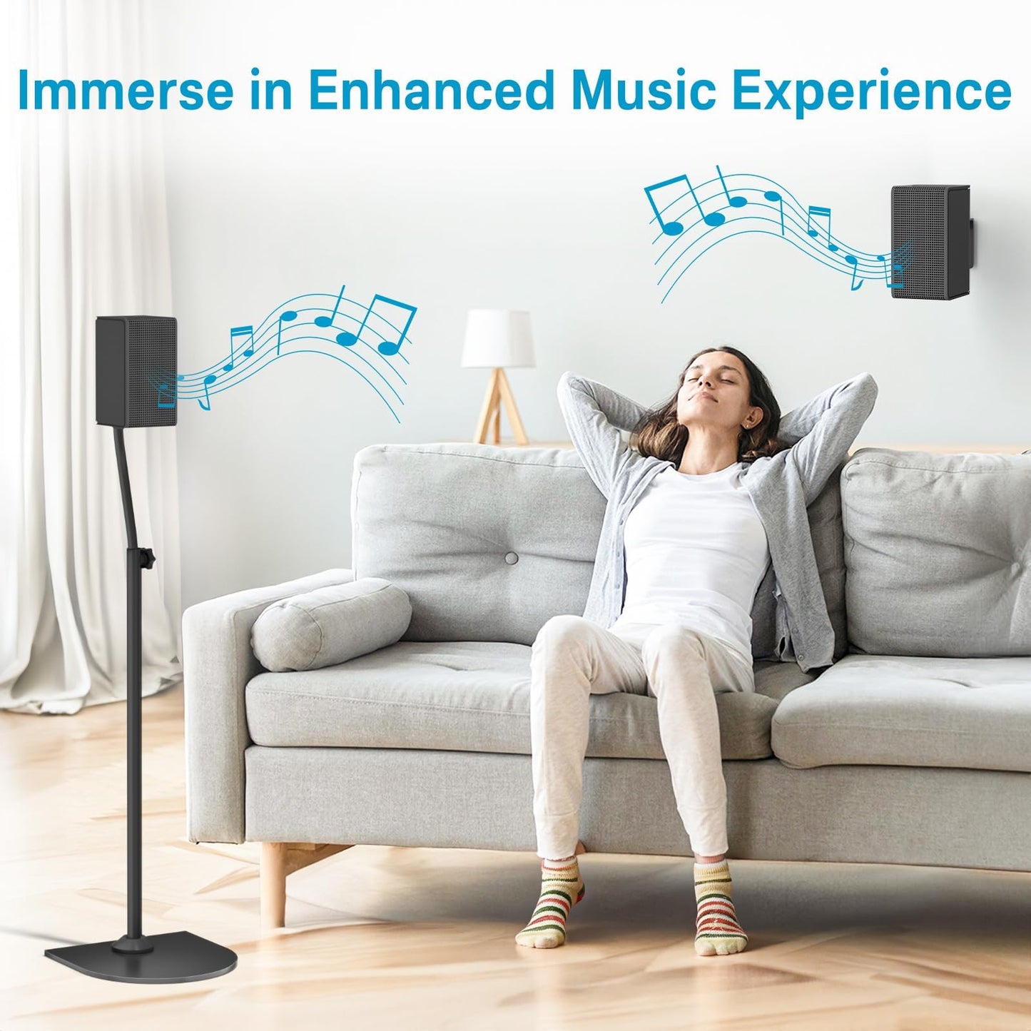 Speaker Stands for Vizio Speaker Stands Pair with Speaker Wall Mount - Floor Speaker Stand for Vizio Surround Sound Speaker Stands Height Adjustable for Vizio M512a-h6 M51ax-J6 Speaker Stand