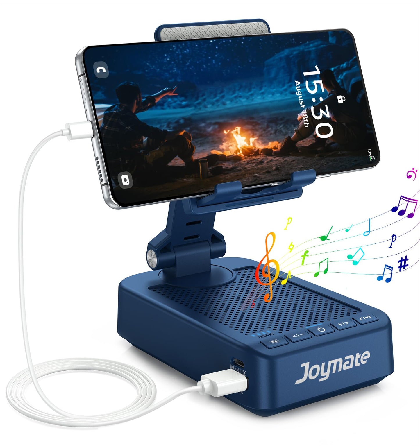 Gifts for Men Women, Phone Stand with Bluetooth Speaker and Charging Function 360° Rotable Angel Adjustable Cell Phone Holder with HD Stereo Sound Fits All Phones,Tablet (Black)