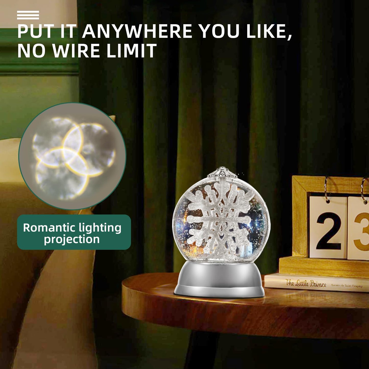 Snow Globe，6.5" Christmas Snow Globes, with Swirling Glitter, Battery Operated, Spinning Water Glitters, 2025 Tabletop Figurine for Adults Unique, Kids, Women, Girls, Christmas Decorations Indoor