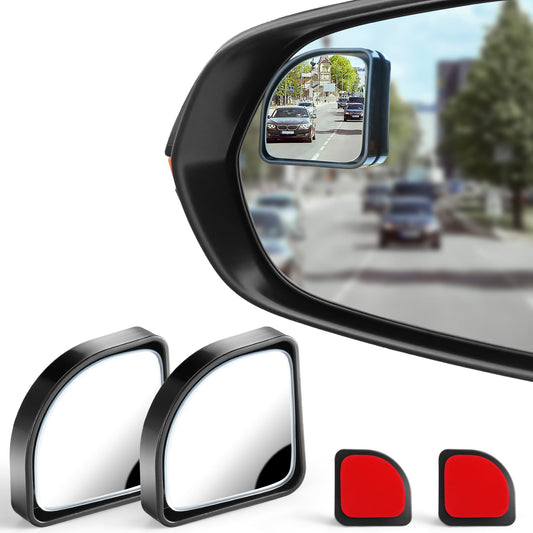 LivTee Blind Spot Mirror, 2'' Round HD Glass Frameless Convex, 2Pack Side Mirror Blind Spot, Rear View Mirrors Exterior Accessories with Wide Angle Adjustable Stick for Car SUV and Trucks, Silver
