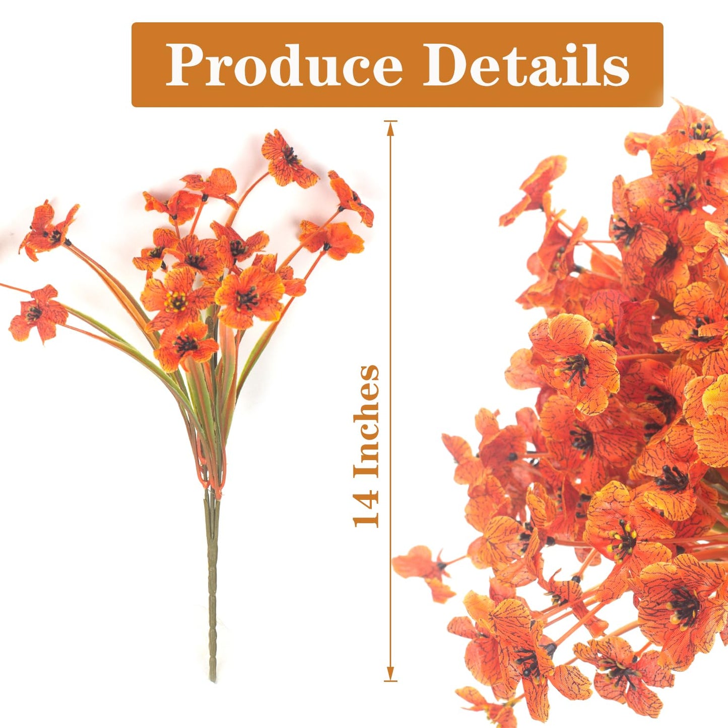 Grunyia Artificial Fall Flowers for Outdoors, 20 Bundles Faux Plants No Fade Plastic Shrubs Autumn Decor Farmhouse Home Garden Thanksgiving (Fall Red)