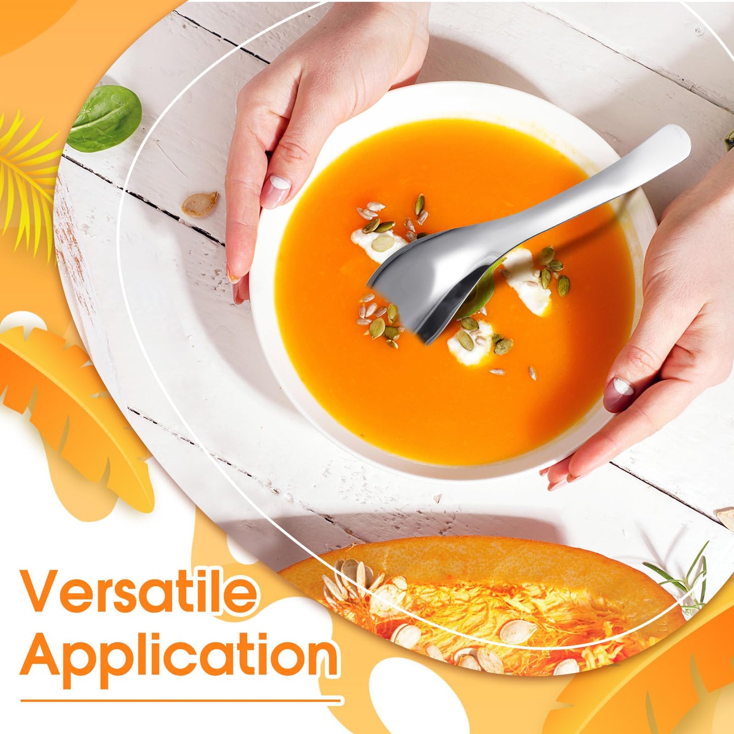 Tioncy 24 Pcs Stainless Steel Soup Spoons Mirror Polished Asian Soup Spoons for Bouillon Dessert Cereal Ramen Pho Wonton Dumpling Noodles