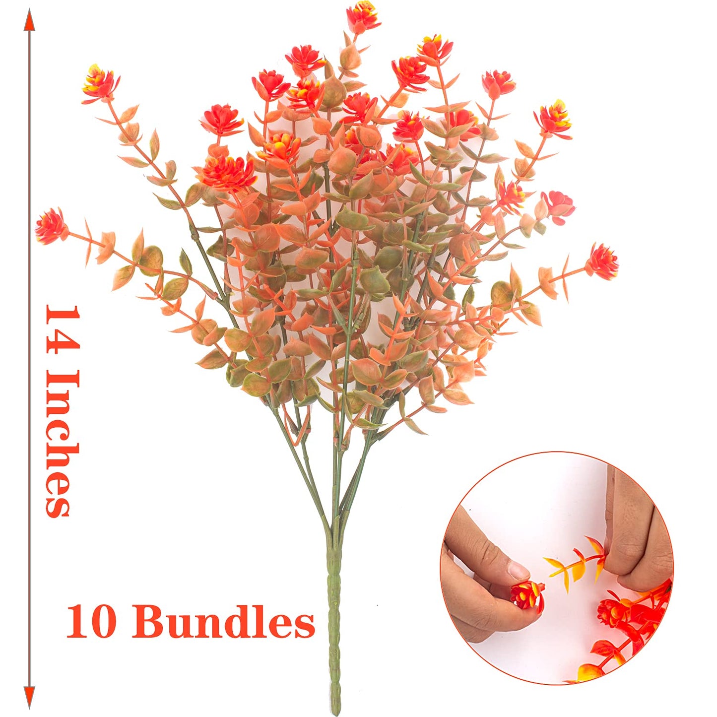 Artificial Fall Flowers, Fake Outdoor UV Resistant Autumn Plants for Home Kitchen Christmas Festival Thanksgiving Autumns Decoration(Fall Orange)