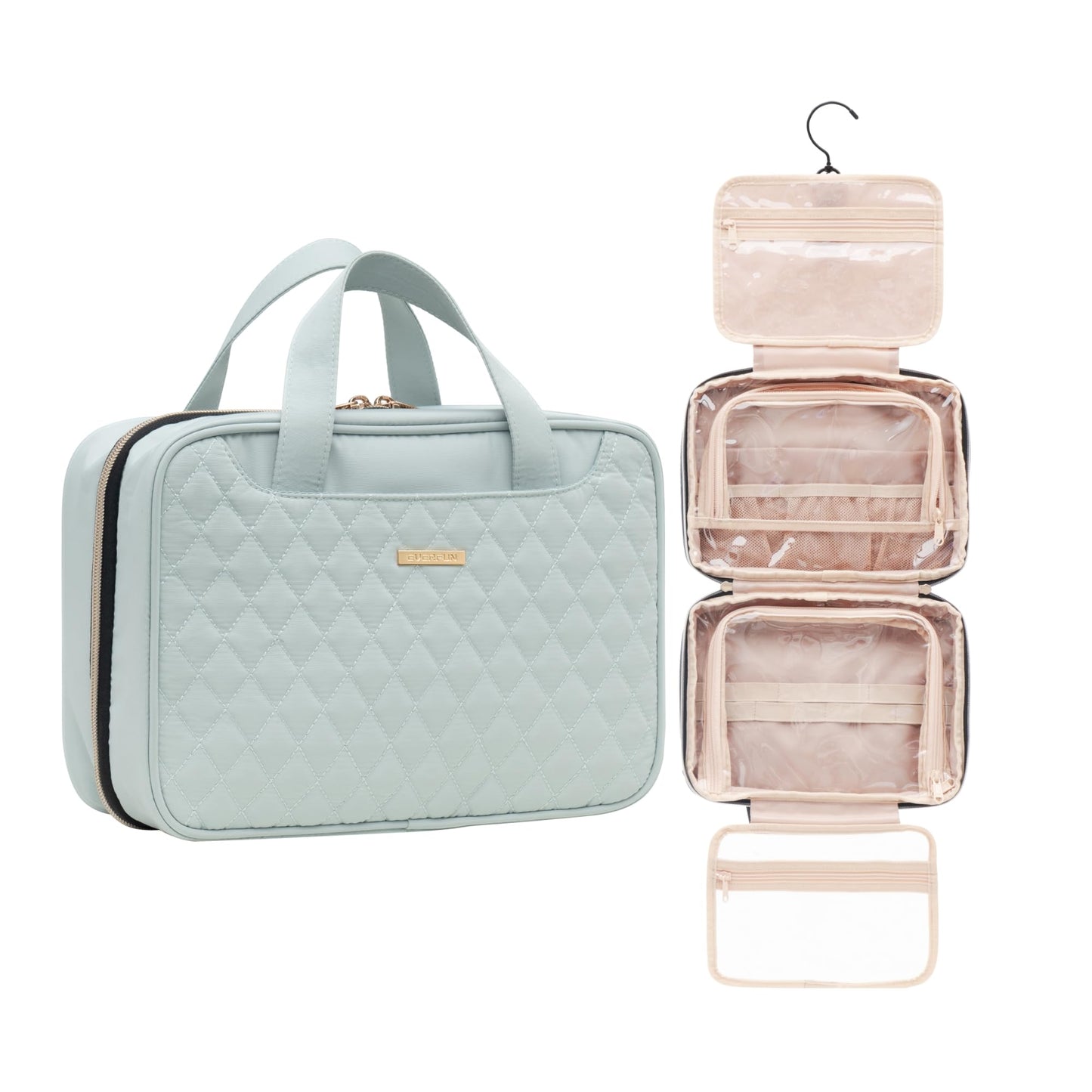 Everfun Hanging Travel Toiletry Bag for Women Traveling With Leakproof Compartment Makeup Cosmetic Organizer Dopp Kit Travel Accessories Essentials Must Have