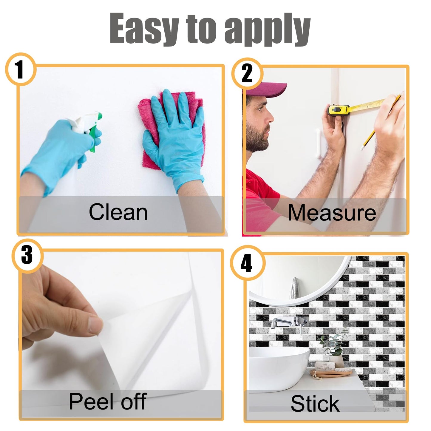 12-Sheet Peel and Stick Wallpaper, Subway Tile 6''x12'' Self Adhesive Wall Tiles Waterproof PVC Stick on Backsplash Vinyl Decorative Tiles Stickers for Kitchen Bathroom