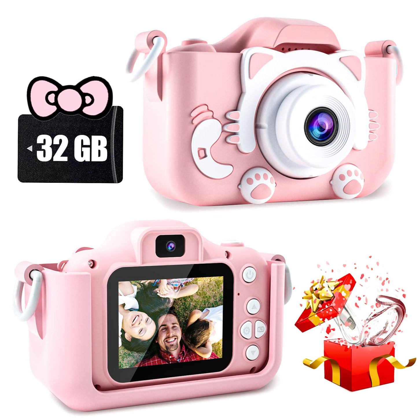 Kids Camera Toys for 6 7 8 9 10 11 12 Year Old Boys/Girls, Kids Digital Camera for Toddler with Video, Christmas Birthday Festival Gifts for Kids, Selfie Camera for Kids, 32GB SD Card