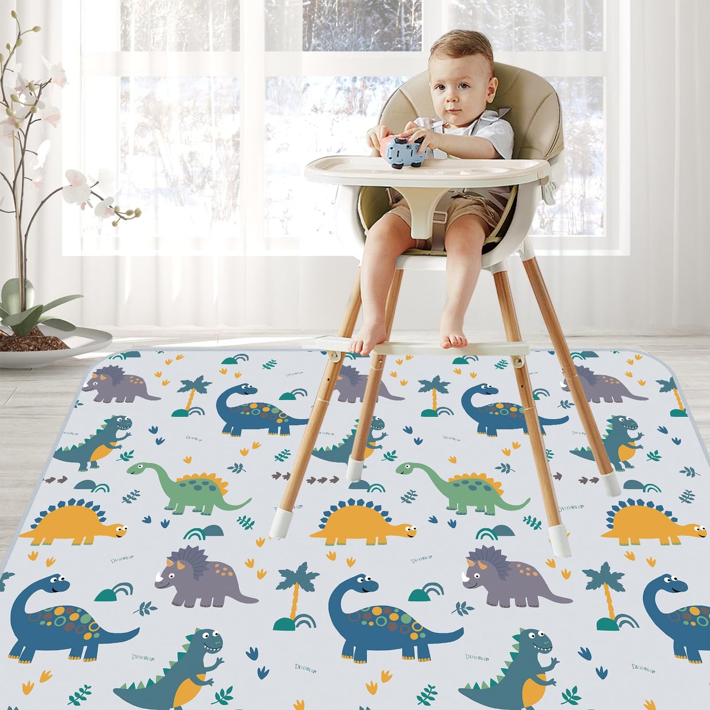 Splat Floor Mat for Under High Chair/Arts/Crafts by CLCROBD, 51" Waterproof Anti-Slip Food Splash Spill Mess Mat, Washable Portable Picnic Mat and Table Cloth