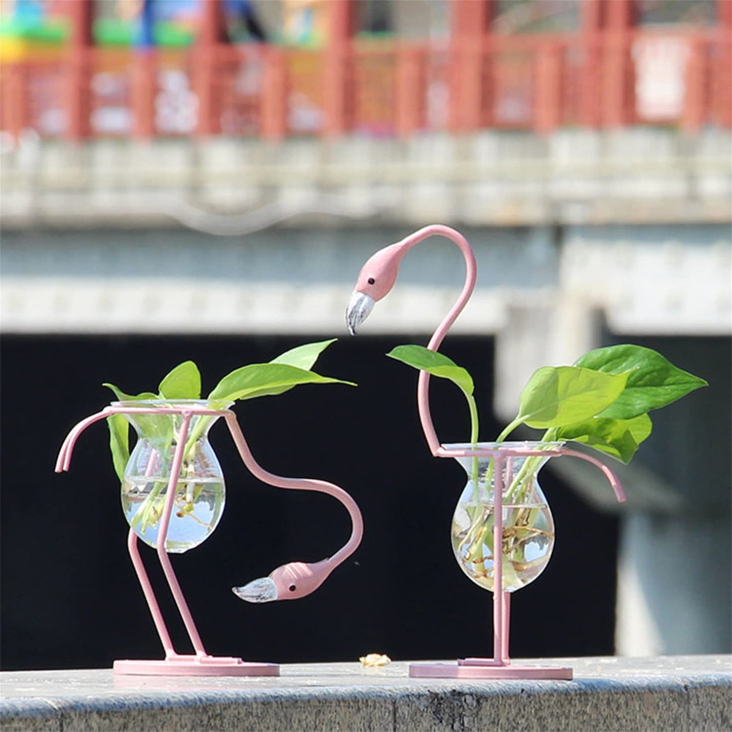 Hydroponics Vase for Plants, Pink Flamingo Hydroponics Planter Bulb Vase, Propagation Planters Glass Vase for Home Office Desk Decor (Pink, Upright)