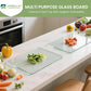 JAMBALAY Tempered Glass Cutting Boards for Kitchen, 16"x12" Clear Glass Cutting Board Set, 2Pcs Chopping Board with Rubber Non Slip Feet, Heat Resistant, Shatter Resistant, Dishwasher Safe