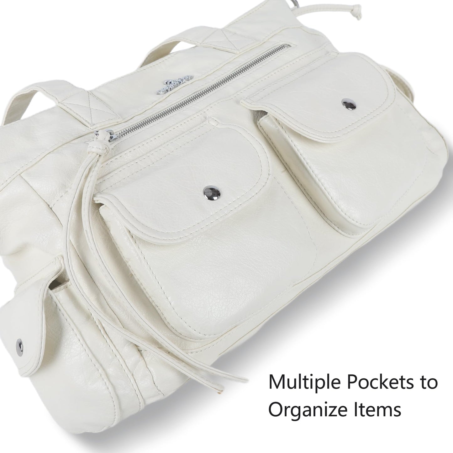 Angel Kiss Handbags for women Soft Vegan Leather Purses for Womens Multiple Pockets Shoulder Bags Ladies Roomy Zippers Tote bag Organizer Top-Handles handbag With Crossbody Strap,White