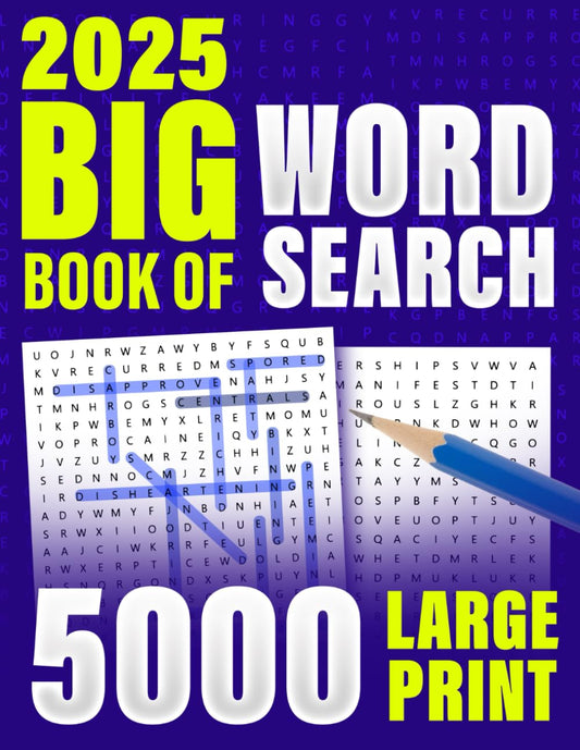 Big Book Of Word Search: Large Print Word Find Book for Adults & Seniors: 5000 Words Across 200 Themes, Easy-to-Read and Relaxing Brain Games Word Search puzzles with Big Font