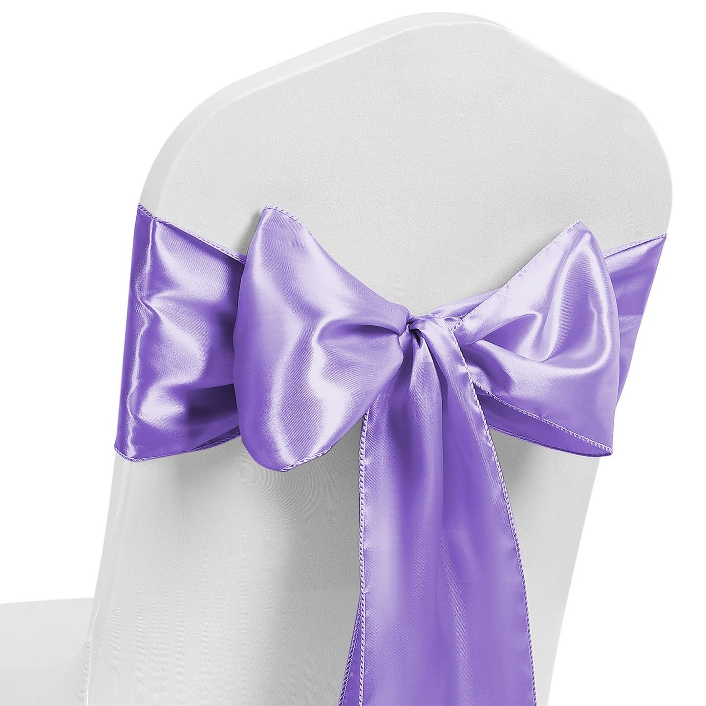 MAGTOWNE Satin Lavender Chair Sashes 50 Pack, Lavender Sashes for Chairs Covers, Light Purple Chair Bows for Party Wedding Birthday Banquet Decor