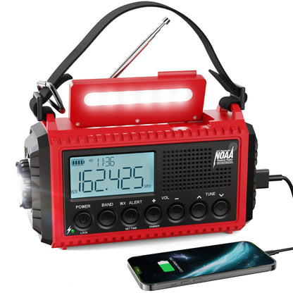 Raynic Emergency Radio, 5000mAh/18500mWh Weather Radio, Solar Hand Crank Radio with AM/FM/SW/NOAA Alert, Cell Phone Charger, Headphone Jack, Flashlight and SOS Siren