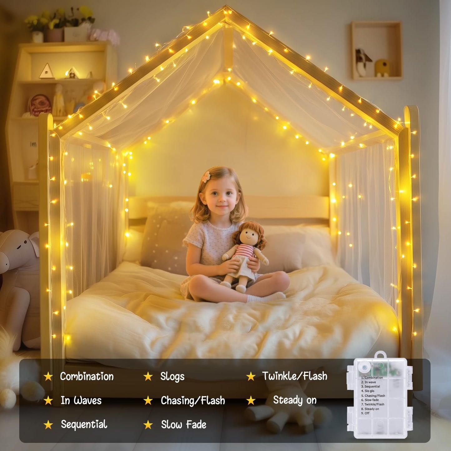 JMEXSUSS 2 Pack Battery Operated String Lights with Remote Outdoor Indoor, Total 66ft 200 LED Twinkle Fairy Lights Battery Operated for Classroom Bedroom Tree Party Wedding Christmas Decor(Warm White)