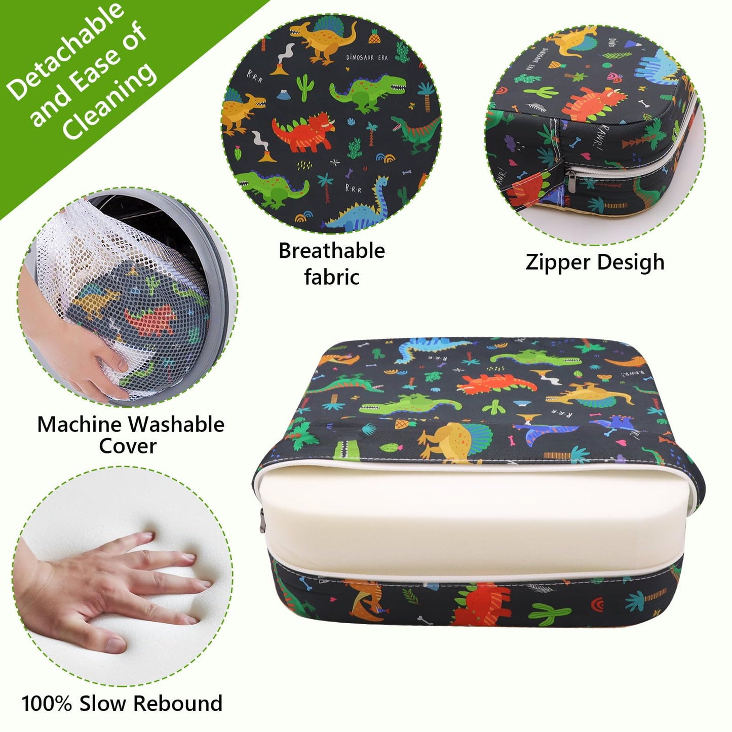 Booster Seat for Kitchen Chair - Toddler Non-Slip Portable Height Increasing Strong Support Seat Cushion Comfortable Detachable Easy to Clean Washable Booster Seat for Dining Table