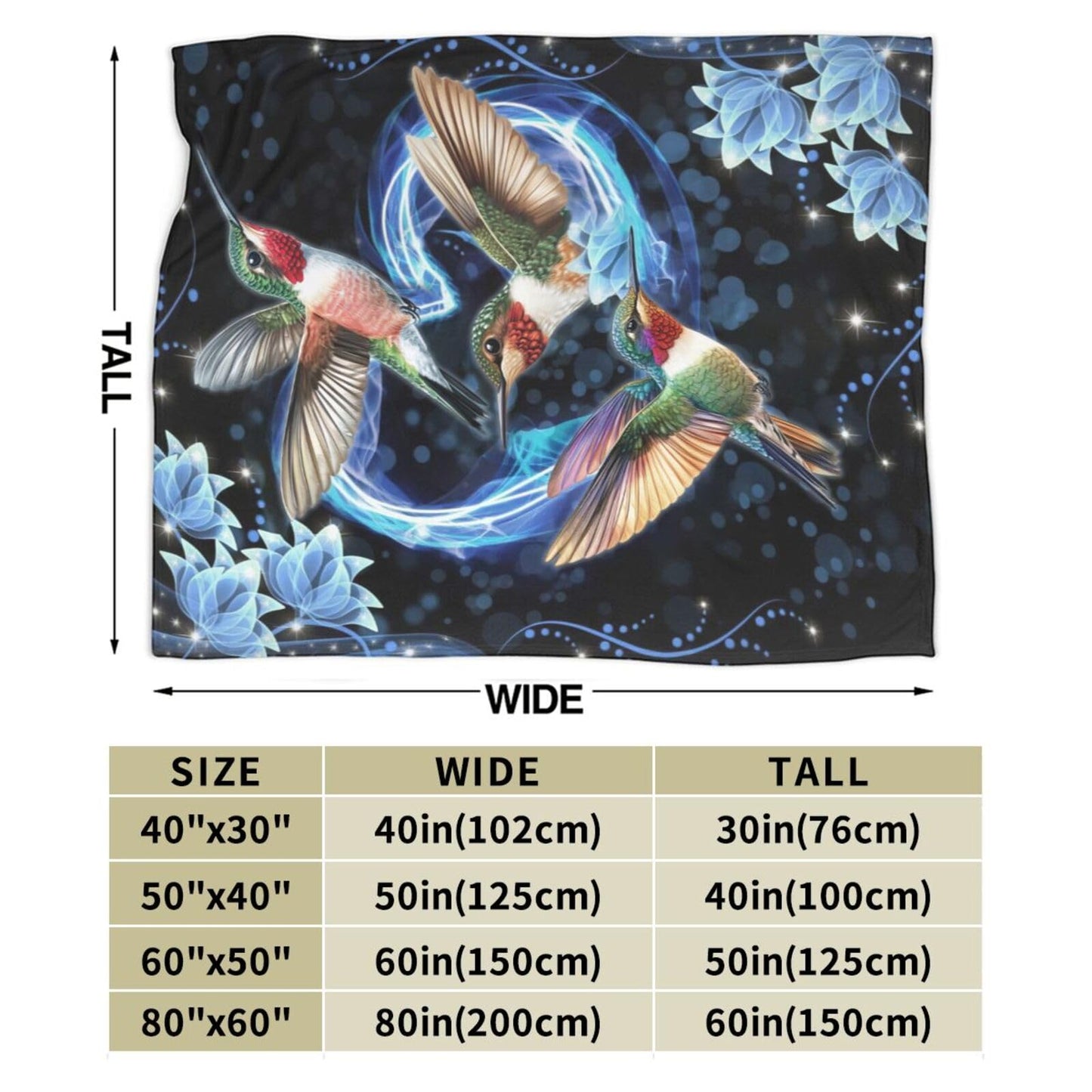 Hummingbird Blanket Super Cozy Soft Hummingbird Throw Blanket Warm Plush Fluffy Hummingbird Stuff Gifts for Women Girls Fleece Flannel Gift Blankets for Kids Adults 50"X40"