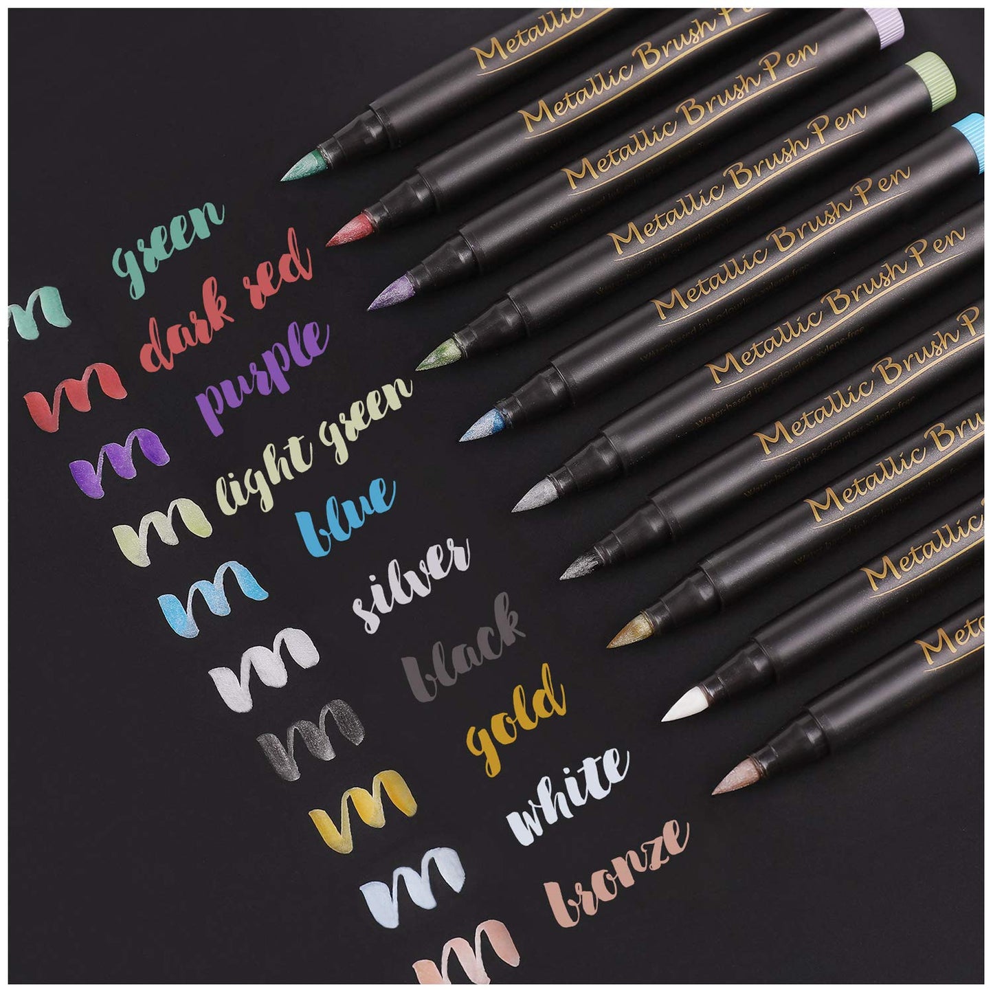 Dyvicl Metallic Marker Pens - Set of 10 Medium Point Metallic Markers for Rock Painting, Black Paper, Card Making, Scrapbooking Crafts, DIY Photo Album