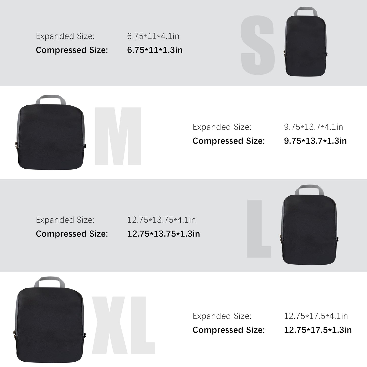 PANDA JOYS 4 Set Compression Packing Cubes Travel - Travel Accessories Expandable Packing Organizers for Carry On - Essentials Luggage Bags - Black