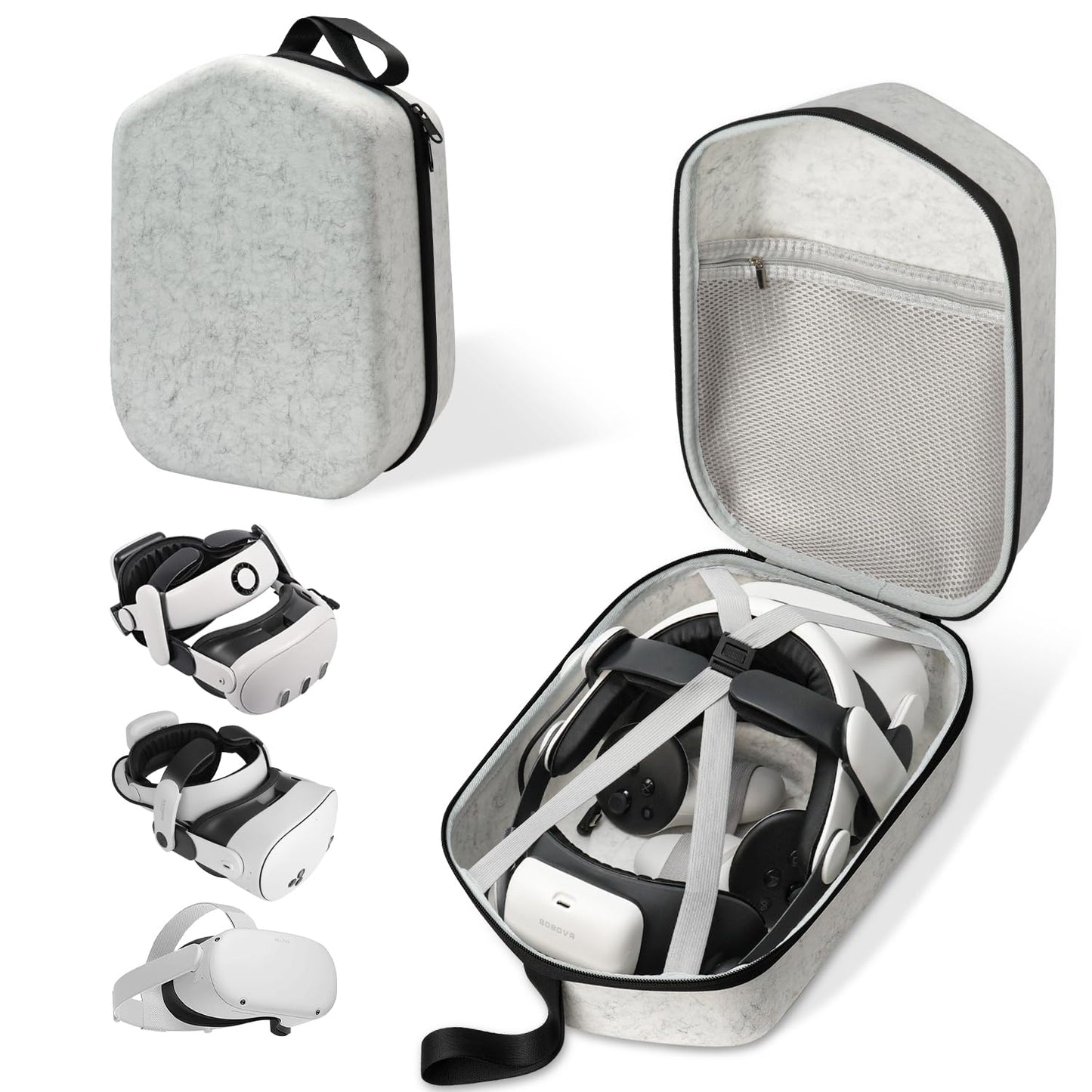 sarlar Hard Carrying Case Compatible with Meta Quest 3S/Quest 3/Oculus Quest 2/Vision Pro Official Original/Elite Strap VR Headset and Controller Accessories, Suitable for Travel and Home Storage