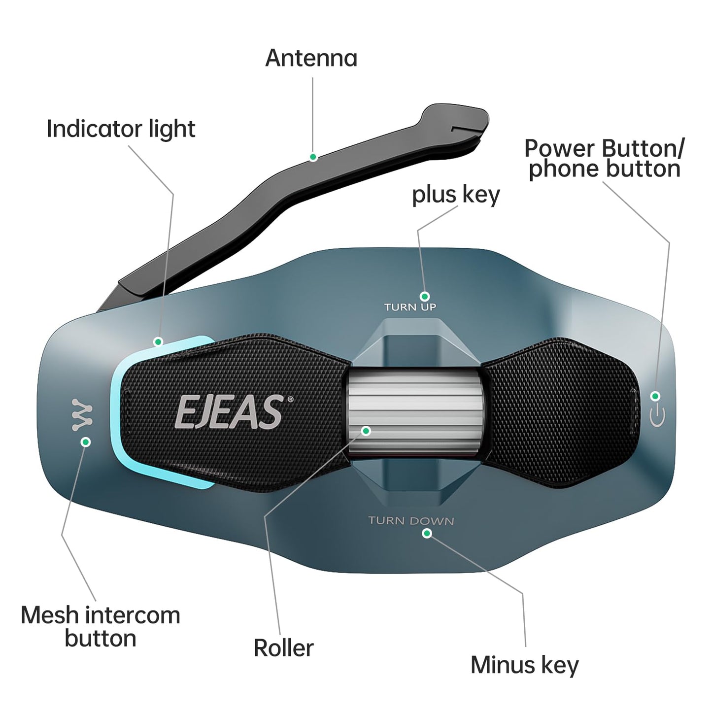 SolaMr X10 Motorcycle Helmet Bluetooth Headset Speakers Headphone, Ski Helmet Intercom Integrated Mesh Communication System Support 10 Riders with Bluetooth 5.1, Noise Cancellation, Music Share, Green
