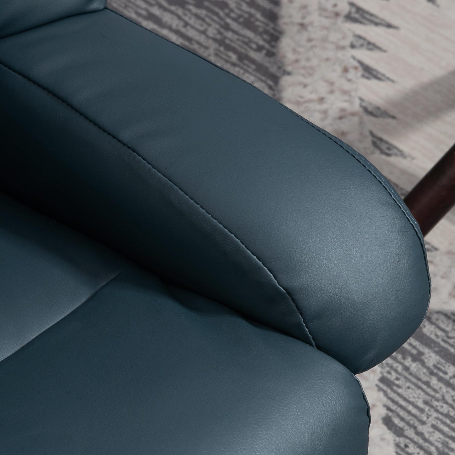 HOMCOM Massage Recliner Chair with Ottoman, 360° Swivel Recliner and Footstool, 10 Point Vibration, PU Leather Reclining Chair with Side Pocket and Remote Control, Blue