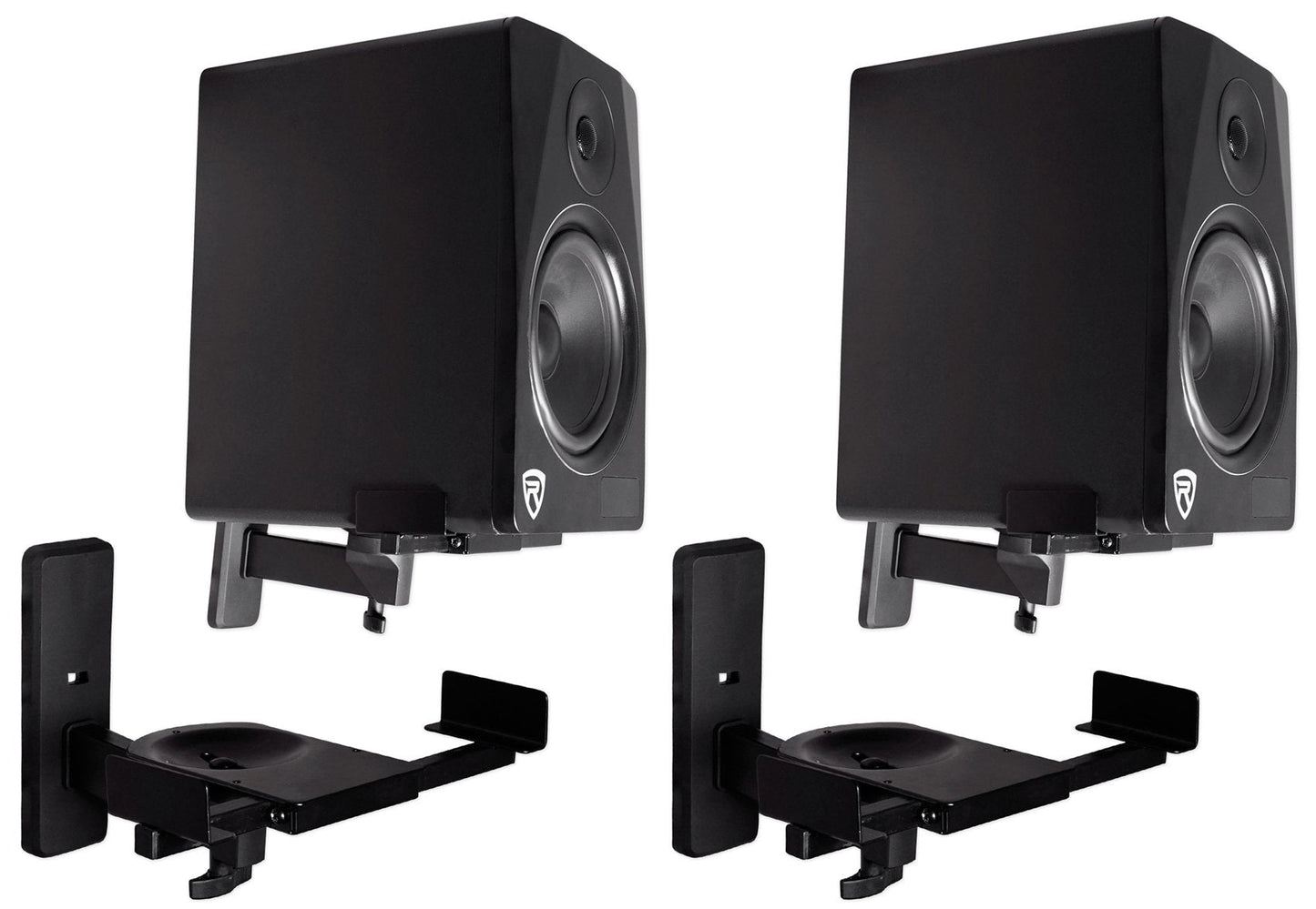 Rockville RHSB8 Adjustable Wall Mount Speaker Brackets (Pair), 180-Degree Swivel, 10-Degree Tilt, 40lb Capacity, Perfect for Home Theater and Studio Monitors