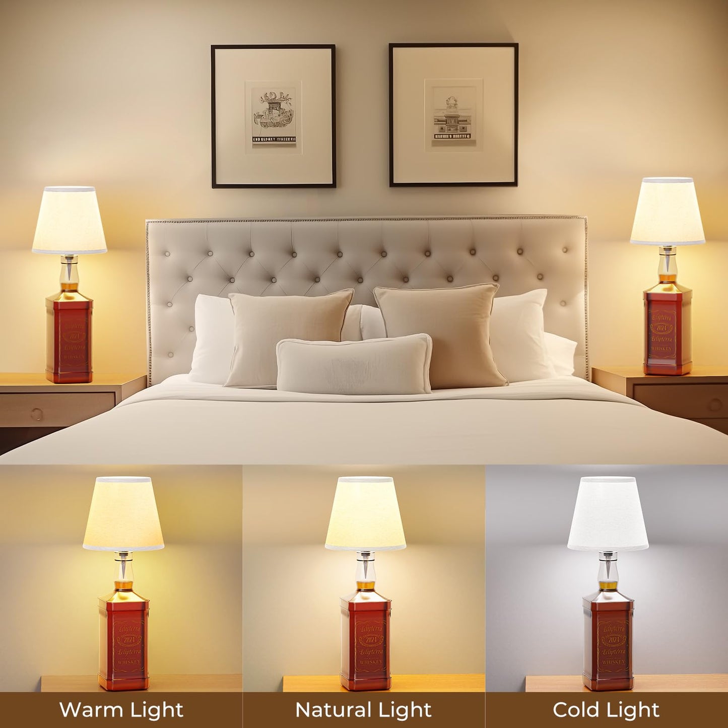 Eclipterra Cordless LED Bottle Lamp 5000mAh Battery Portable Wireless Table Lamp Wine Bottle Lamp for Indoor Outdoor Dining Bedroom with Remote (White, 1 Pack)